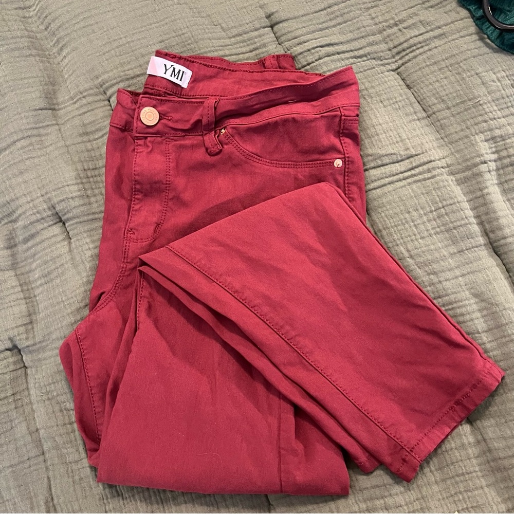 YMI Women's Bold Maroon Skinny Jeans
